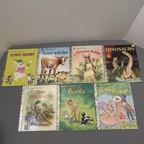 Vintage Little Golden Book Velveteen, Dinosaurs, Bambi, Chickens, Bunny…Lot 7 - Picture 1 of 6